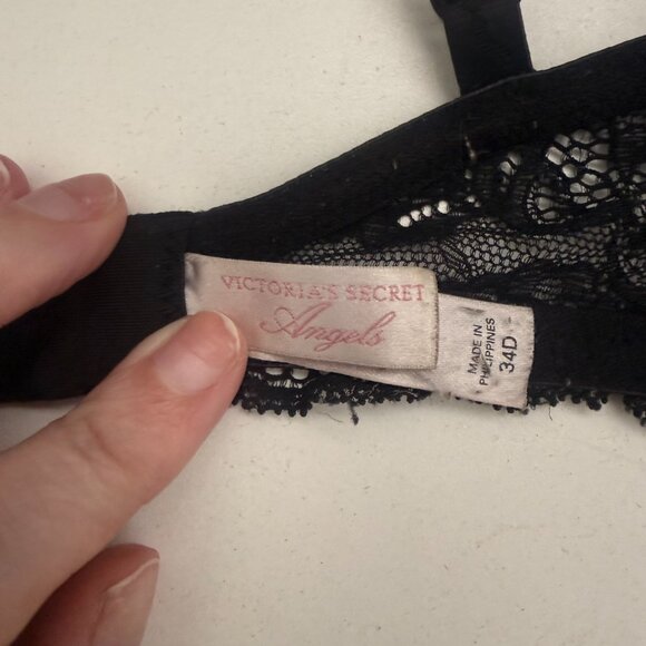 Victoria’s Secret Angels Lace Push-Up Bra | Black | Size 34D - Picture 7 of 8